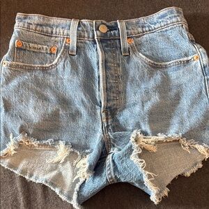 Levi's Blue Jean Shorts Distressed Frayed Hem 501 style